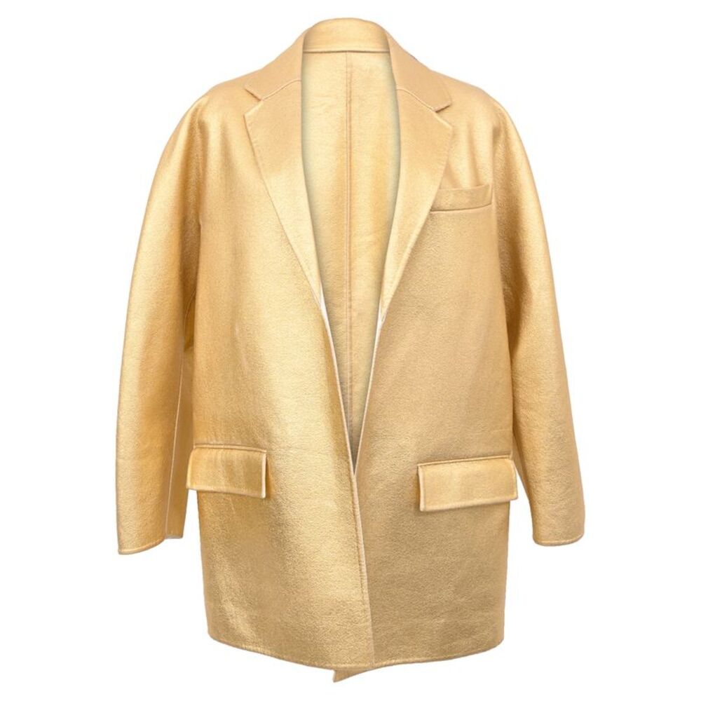 Valentino Garavani Oversized Blazer in Metallic Gold Wool